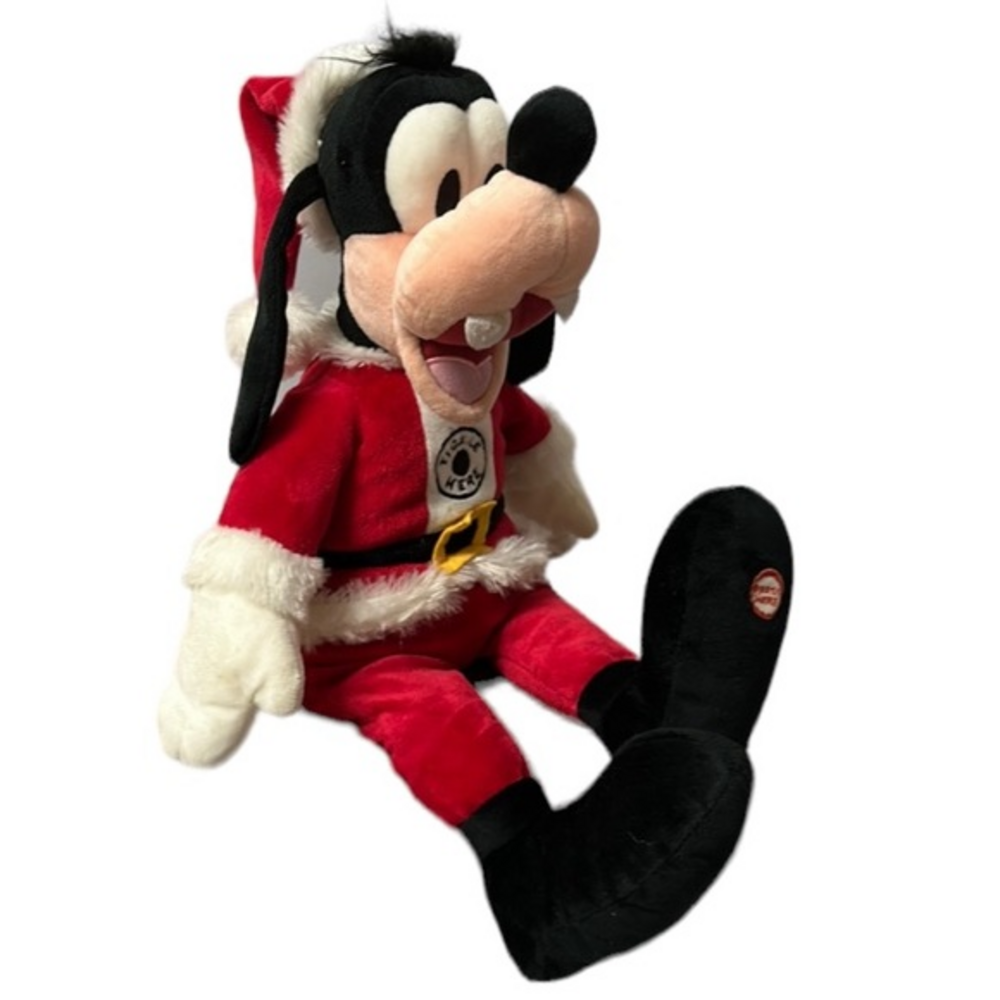 Disney Hallmark Goofy Santa Tickle Here Talking Animated‎ Singing Plush Laughing